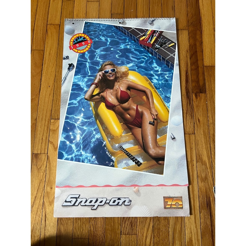 Vintage 1990 Snap-on Tools 70th Anniversary Calendar Pinup Girl Garage Decor 90s